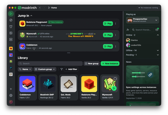 App di Modrinth con una raccolta di mod di ottimizzazione pronta e il pulsante di installazione