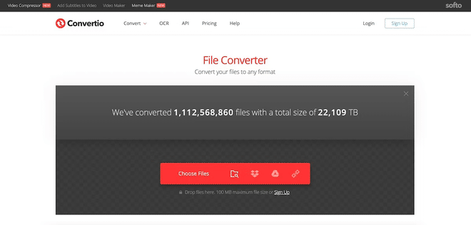 Pannello di controllo in italiano di Convertio per la gestione in batch di file