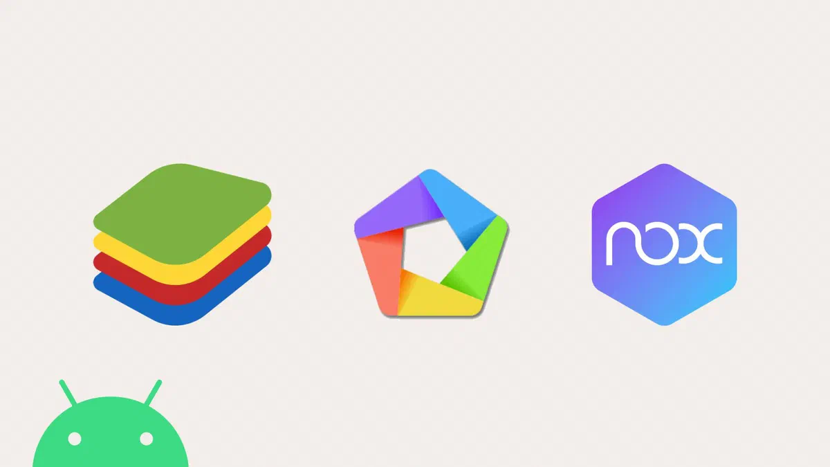 Le icone di BlueStacks, MEmu Play e NoxPlayer su un podio