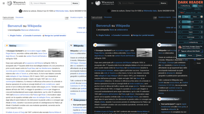 Pannello di controllo e impostazioni dell’estensione Dark Reader su Google Chrome
