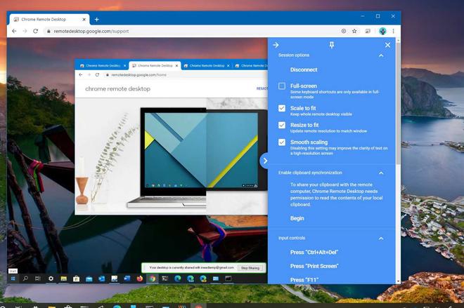 Interfaccia di Chrome Remote Desktop per il controllo remoto da browser