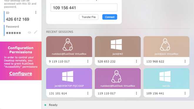 Interfaccia grafica open source del software RustDesk
