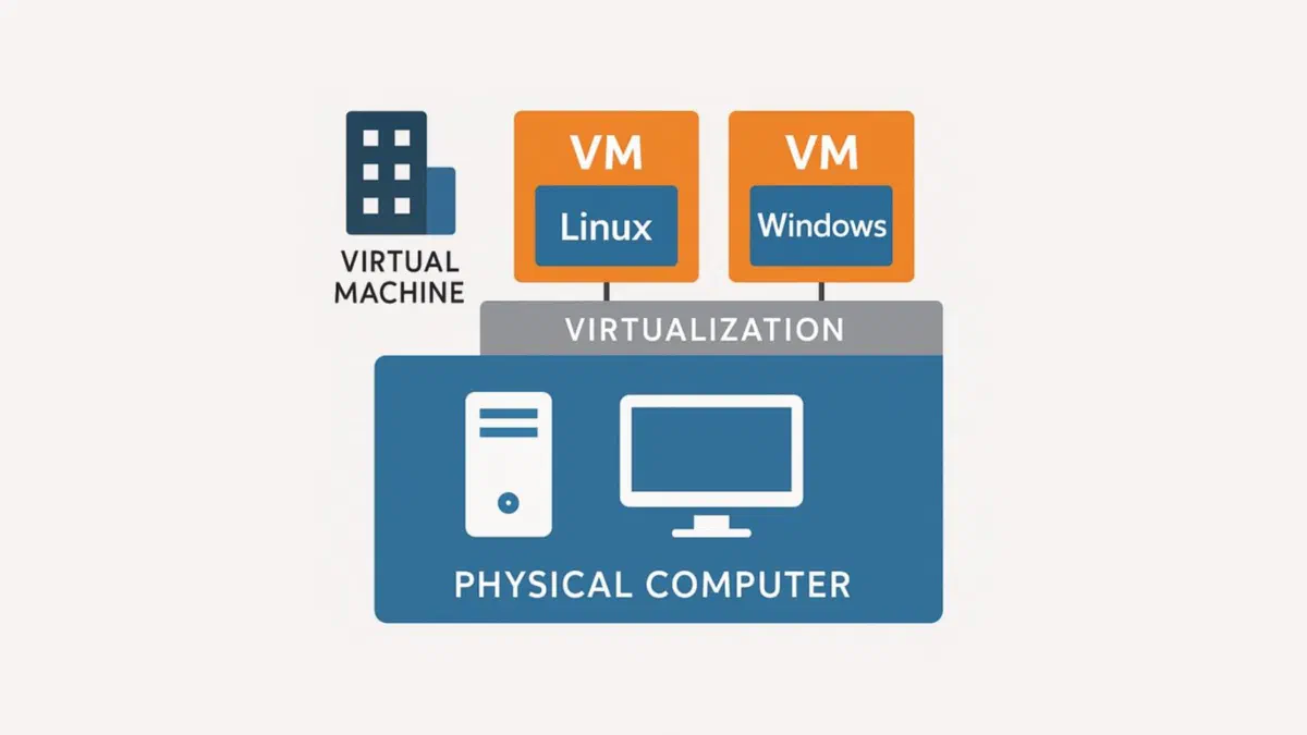 Immagine della rappresentazione di come funziona la virtualizzazione di un sistema