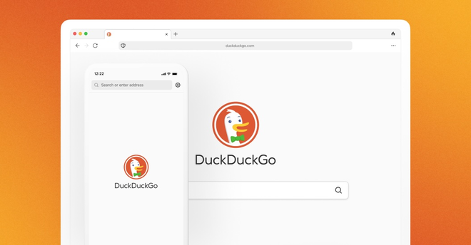 Pagina iniziale di DuckDuckGo con la sola barra di ricerca e nessun modulo di profilazione