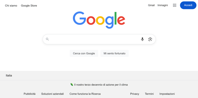 Interfaccia del motore di ricerca Google con risultati organici e moduli di intelligenza artificiale