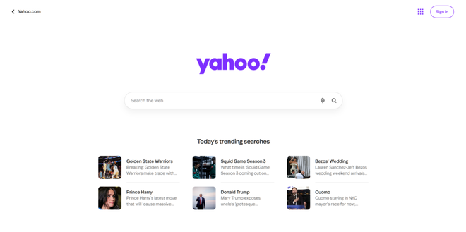 Logo e barra di ricerca ufficiale di Yahoo Search