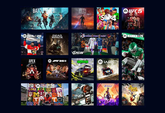 Griglia di copertine del catalogo di Xbox Cloud Gaming nel browser