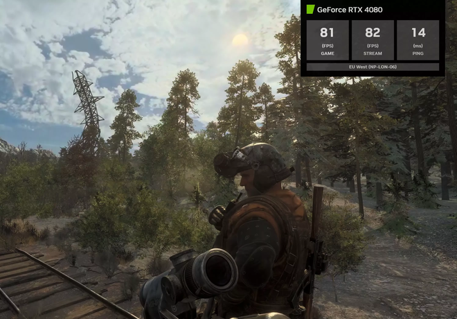 Gioco trasmesso in alta risoluzione da GeForce NOW con l’indicatore della qualità di streaming a schermo