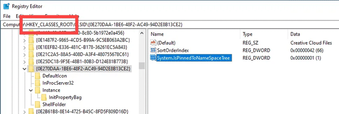 Directory HKEY_CLASSES_ROOT trovata all’interno dell’Editor di sistema
