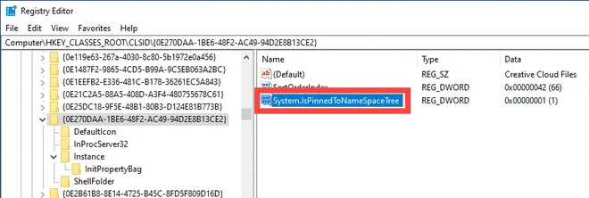 Selezione della stringa System.IsPinnedToNameSpaceTree su Windows 11