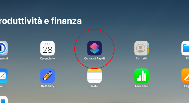 Schermata principale dell’app Comandi su iPad per avviare l’automazione del risparmio energetico