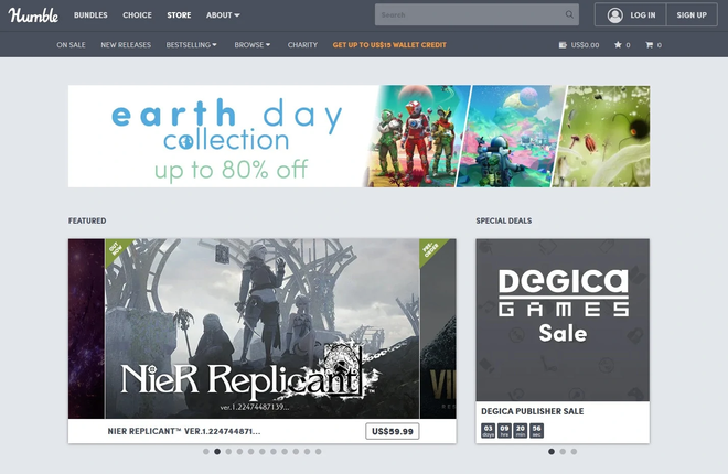 Humble Bundle Online Shop Interface pour acheter les clés Steam