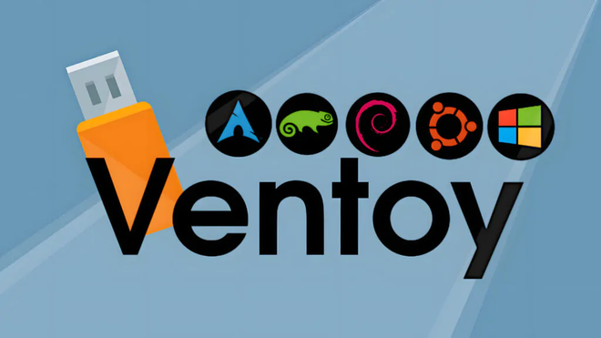 Menu Iniciar Ventoy com lista de arquivos ISO para instalação de sistemas operacionais