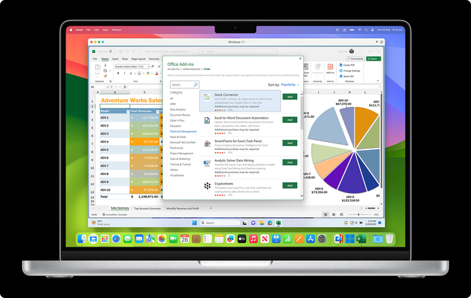 Finestra di Windows 11 affiancata alle applicazioni macOS dentro Parallels Desktop