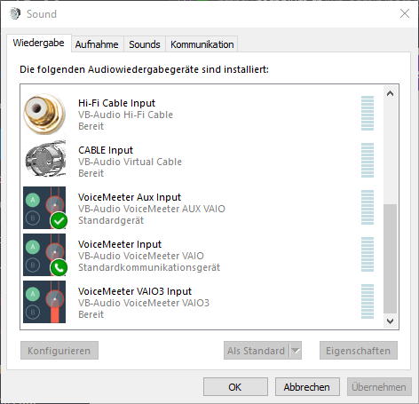 Pannello di controllo audio di Windows per la gestione delle periferiche di riproduzione