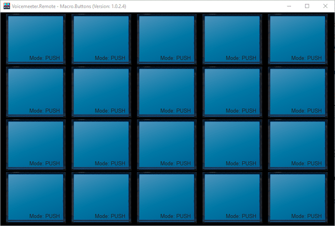 Finestra dell'applicazione accessoria Macro Buttons di Voicemeeter per la programmazione hotkeys