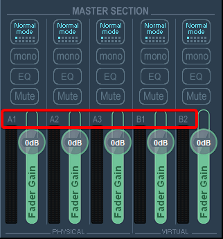 Menu di selezione dei canali Master A e B per la trasmissione di rete