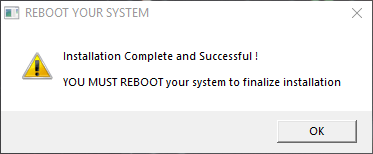 Avviso di sistema per il riavvio di Windows dopo l'installazione dei driver audio