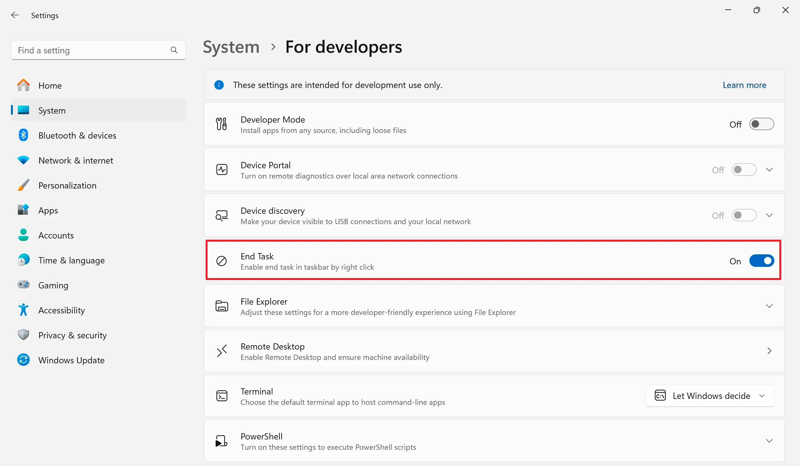 Attiva Termina Attività Nella Barra Di Windows 11 1