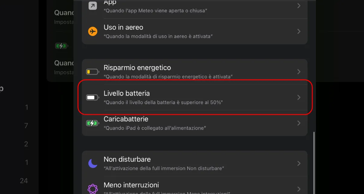 Attivare il risparmio energetico in automatico su ipad 4
