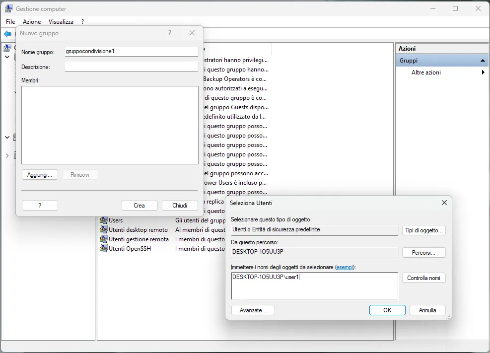 Condividere una cartella in locale su windows