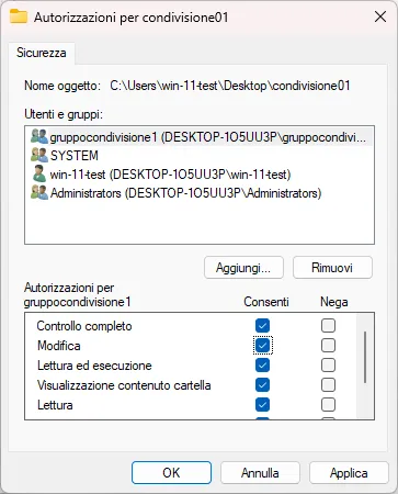 Condividere una cartella in locale su windows 12
