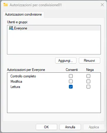 Condividere una cartella in locale su windows 8