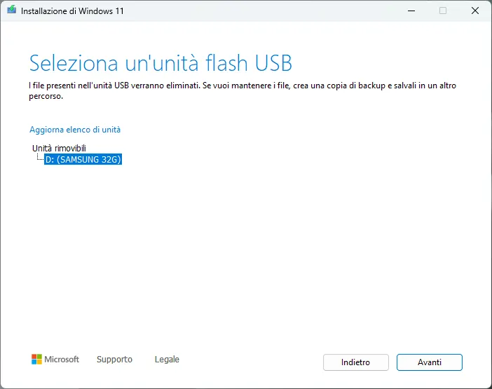 Creare tool di installazione per windows 11 5