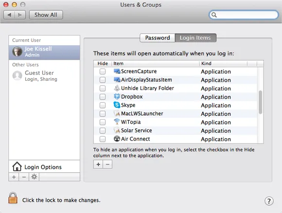 Gestire elementi di avvio su macos 2