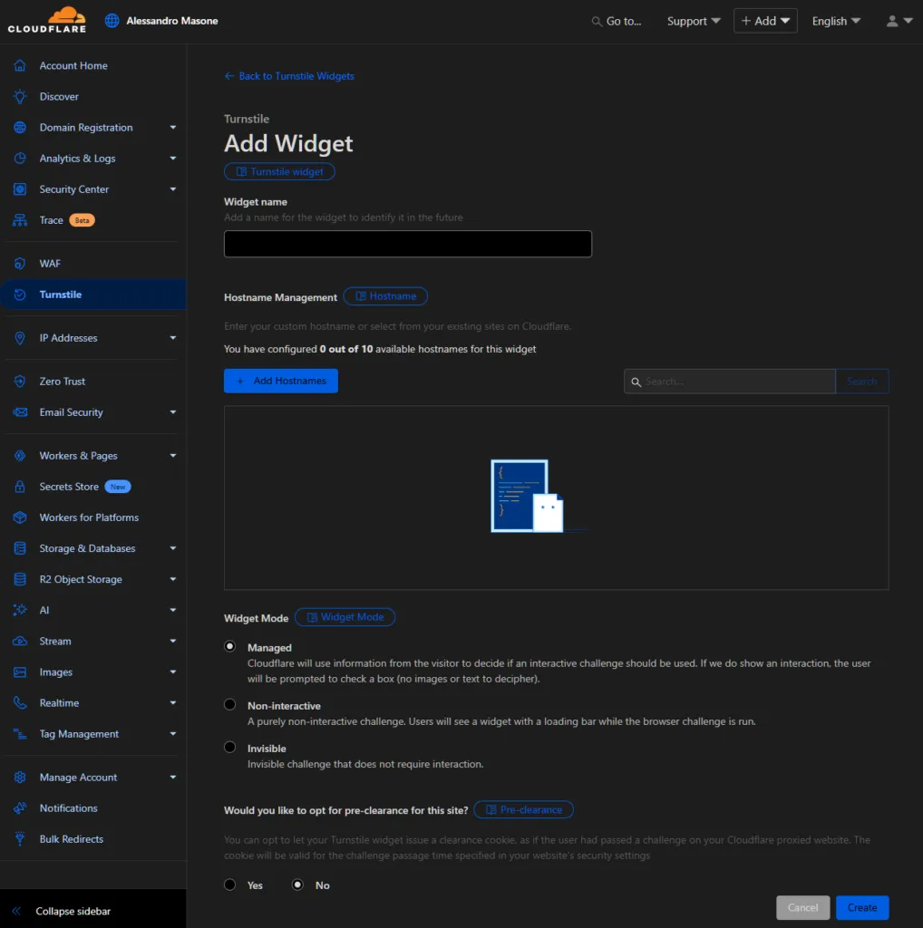 Proteggere il sito wordpress con cloudflare turnstile 2