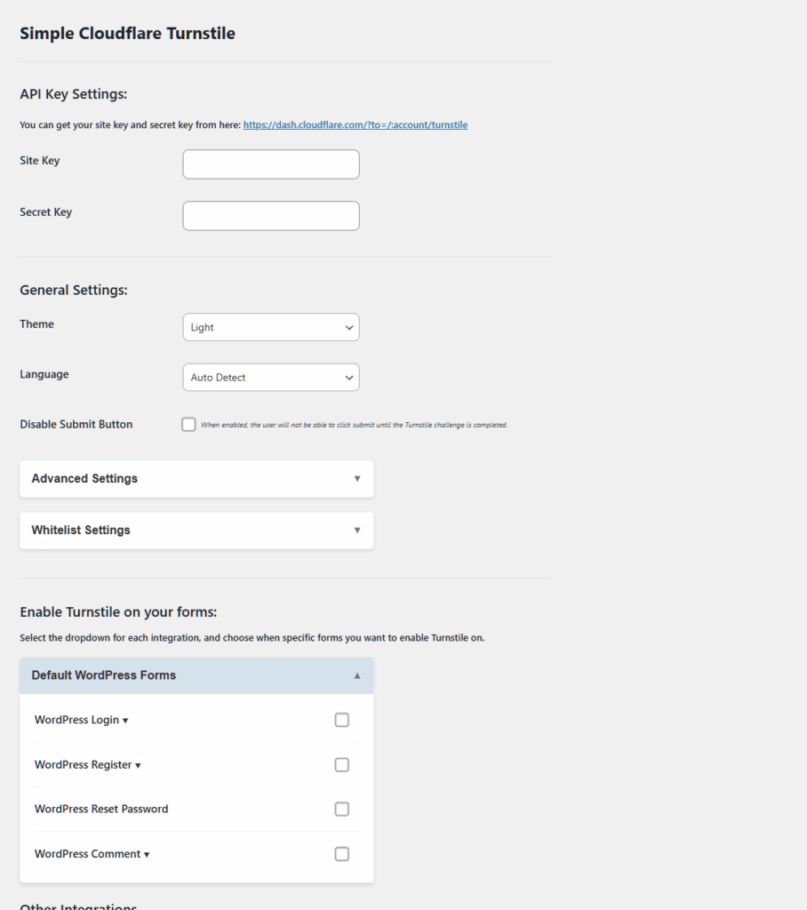 Proteggere il sito wordpress con cloudflare turnstile 3