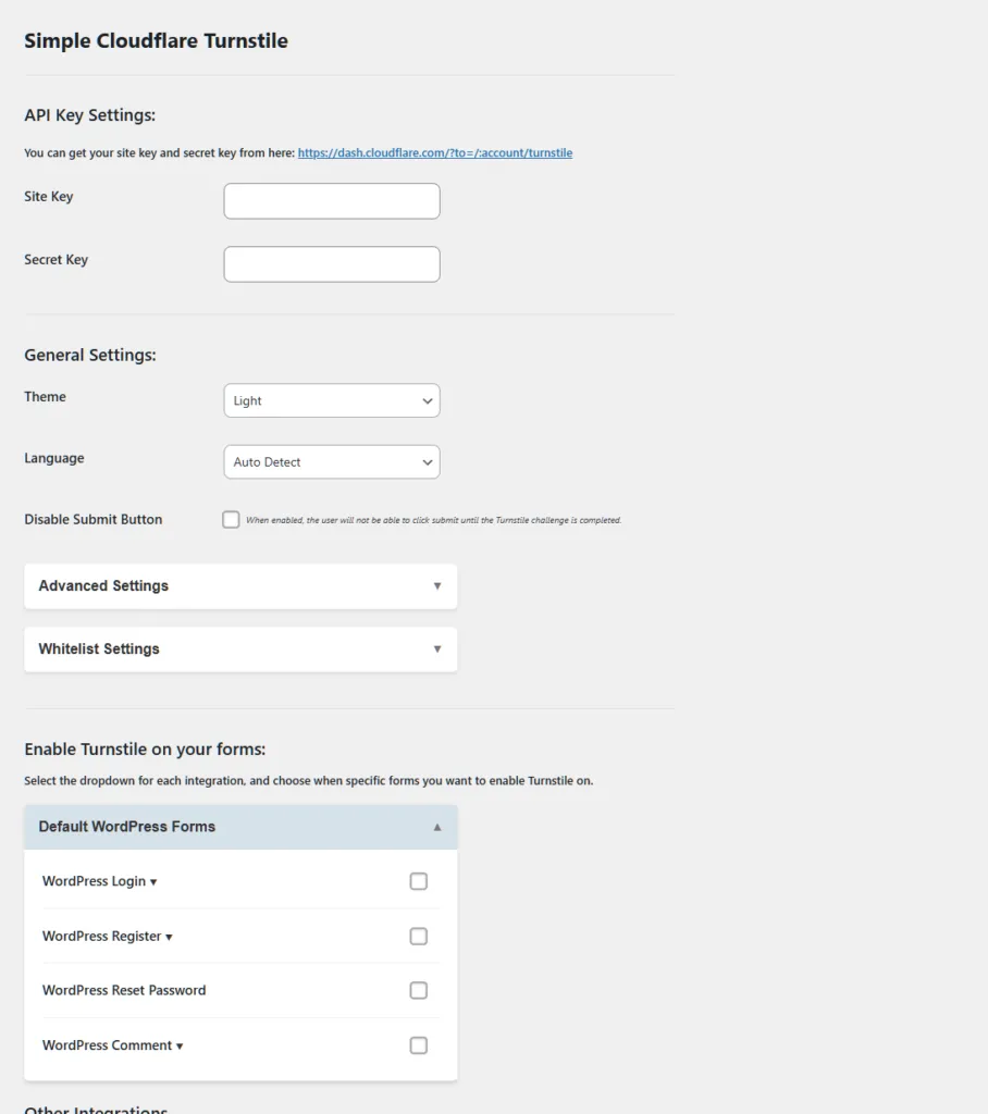 Proteggere il sito wordpress con cloudflare turnstile 3